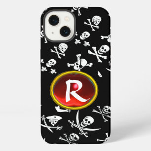 BLACK PIRATE BANNERS SKULL,CROSSED BONES,SWORDS iPhone 13 CASE