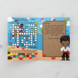 Black Pirate Captain Secret Message Happy Birthday Card