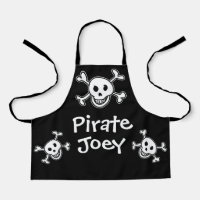 Black pirate flag skull and bones apron for kids