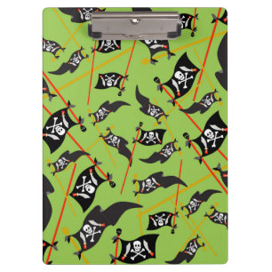Black Pirate Flag Skulls White Bones Raiding Clipboard