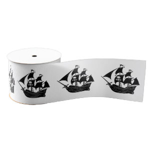 Black Pirate Ship Skull Crossbones DIY Colours Grosgrain Ribbon