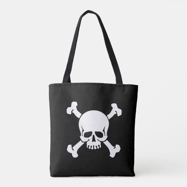 Black, Pirate, Skull and Crossbones, Flag Tote Bag (Back)