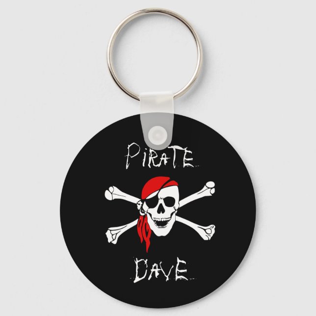 Black Pirate Skull Crossbones  Key Ring (Front)