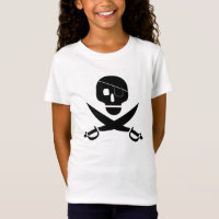 Black Pirate Skull with Eye Patch and Cross Swords