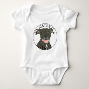 Black Pitbull Dog Big Sister Baby Bodysuit