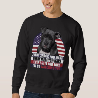 Black Pitbull Dog With American Flag Sarcastic Say Sweatshirt