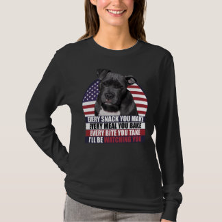 Black Pitbull Dog With American Flag Sarcastic Say T-Shirt