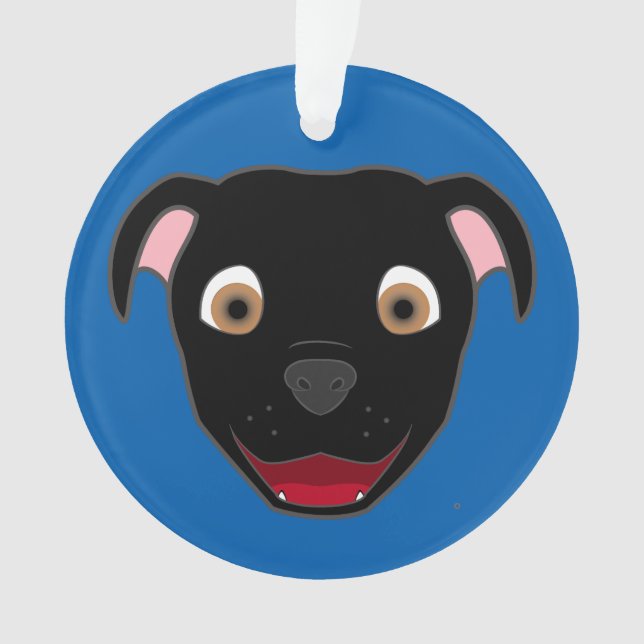 Black Pitbull Face Ornament (Front)