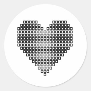 Black pixel heart classic round sticker