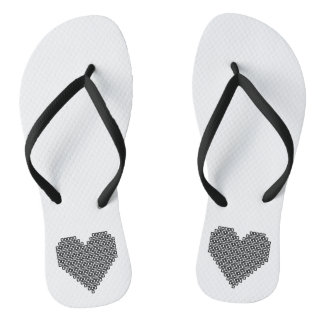 Black pixel heart jandals