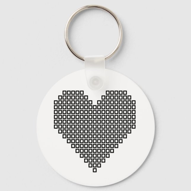 Black pixel heart key ring (Front)