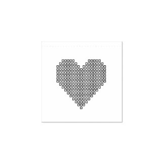 Black pixel heart rubber stamp
