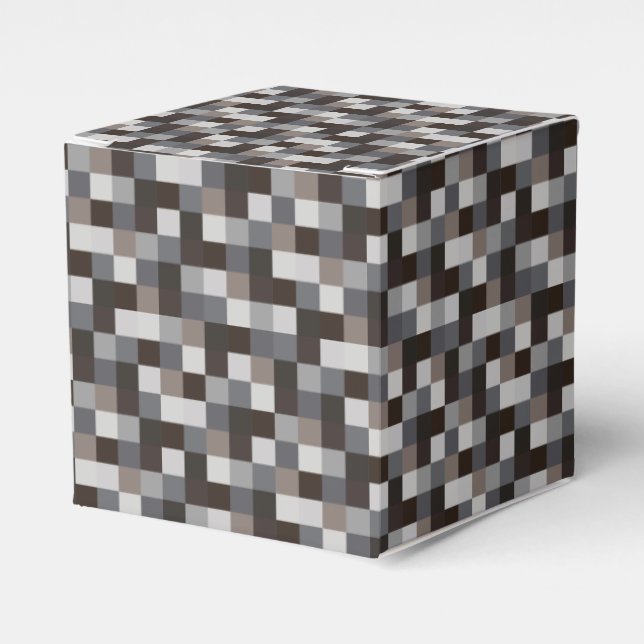 Black Pixels Pattern Favour Box (Front Side)