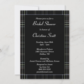 Black Plaid Bridal Shower Invitation