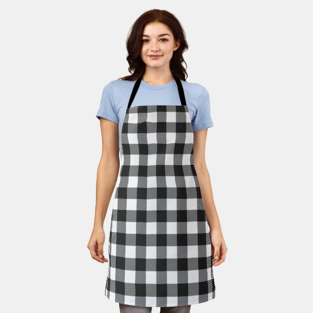Black Plaid Buffalo Check Pattern Apron (Worn)