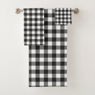 Black Plaid Buffalo Check Pattern Bath Towel Set