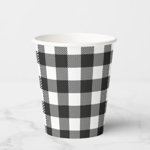 Black Plaid Buffalo Check Pattern Paper Cups