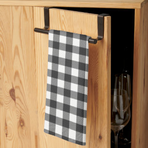 Black Plaid Buffalo Check Pattern Tea Towel