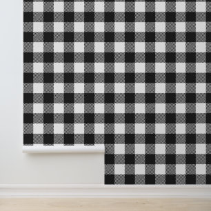 Black Plaid Buffalo Check Pattern Wallpaper