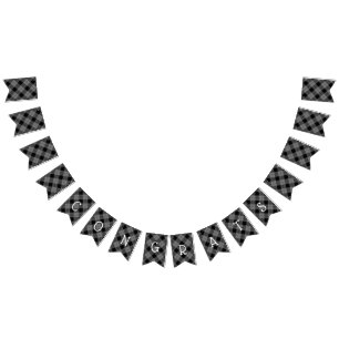 Black Plaid Congratulations Bunting Banner