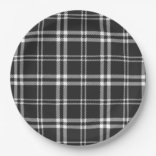 Black Plaid Paper Plate