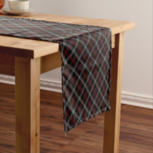 Black Plaid Pattern Short Table Runner