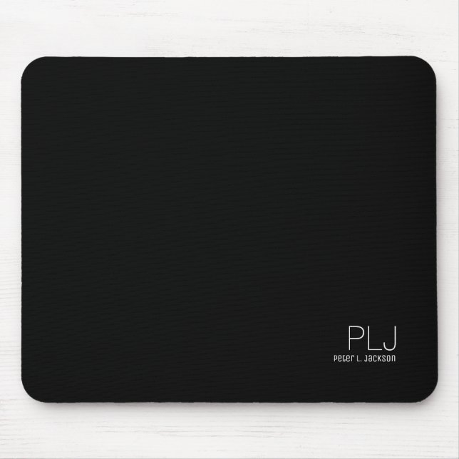 black plain colour with name, simple & basic mouse pad (Front)
