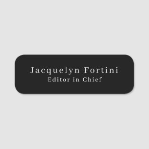 Black Plain Elegant Modern Minimalist Name Tag