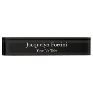 Black Plain Elegant Modern Minimalist Nameplate
