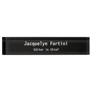 Black Plain Elegant Modern Minimalist Simple Nameplate
