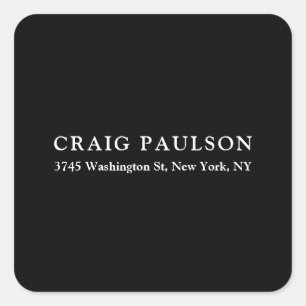 Black Plain Minimalist Elegant Classical Design Square Sticker