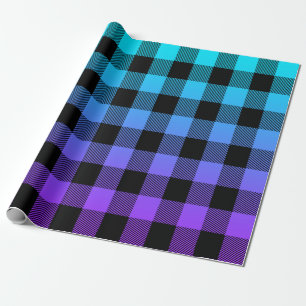Black plain on purple to turquoise-blue ombre wrapping paper