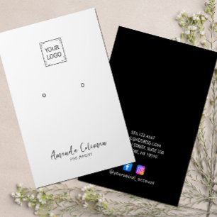 BLACK PLAIN SIGNATURE EARRING JEWELRY LOGO BUSINESS CARD