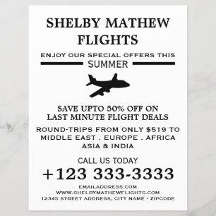 Black Plane Icon, Airline Advertising Flyer