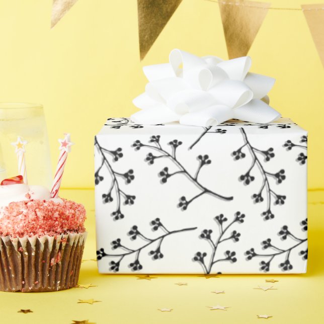 black plant twig on white wrapping paper (Birthday Party)