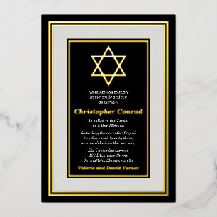 Black Platinum Gold Foil Star of David Bar Mitzvah