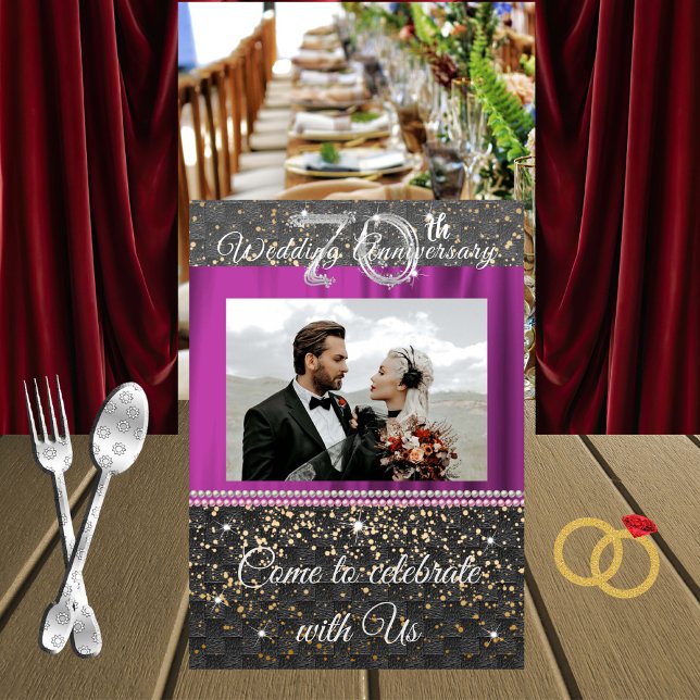 Black Platinum & Pearls 70th Wedding Anniversary I Invitation (Creator Uploaded)