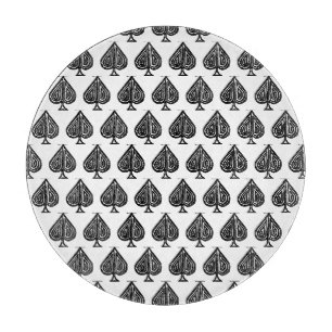 Black Playing Card Symbol Spades Shape Lino Cut Cutting Board