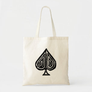 Black Playing Card Symbol Spades Shape Lino Cut Tote Bag