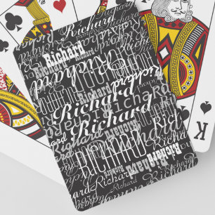 Black Playing Cards with a pattern of custom name