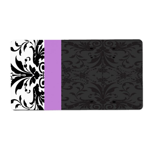 Black & Plum Damask  Address Labels - (Front)