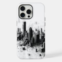 Black pointillism monochromatic urban architecture