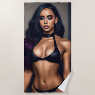 Black poison model Beach Towel