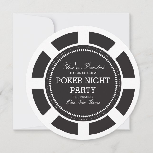 Black Poker Chip Game Night Party Invitation (Front)