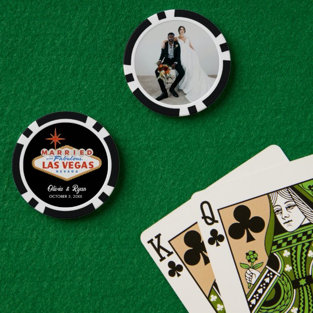 Black Poker Chips Personalised Married in Vegas (Poker Table (Double))