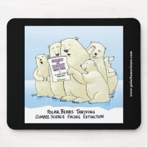 Black Polar Bear Climate Science cartoon mouse pad