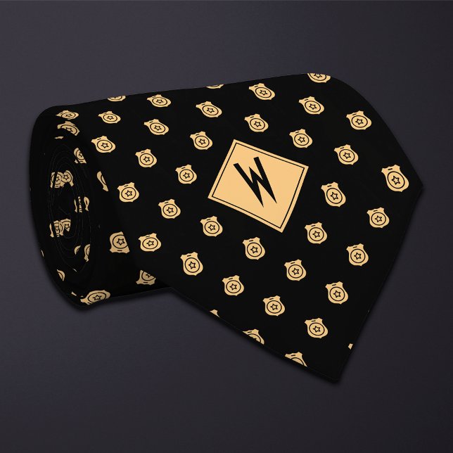 Black Police Badge Pattern Tie (Creator Uploaded)