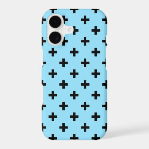 Black polka crosses on baby blue