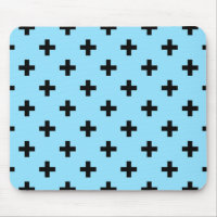 Black polka crosses on baby blue