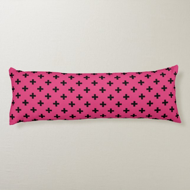 Black polka crosses on fuchsia body cushion (Back)
